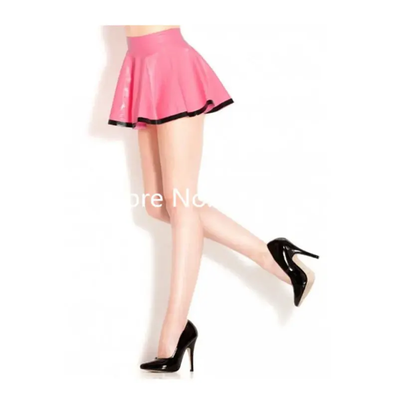 

Handmade sexy hot selling Latex Skating Skirt Short Skirt for Girls Latex Rubber Pink Dress MINI SKIRT