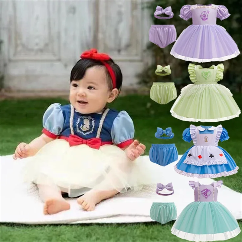 

Summer Toddler 3Pcs Princess Dress Girls Baby Snow White Alice Mermaid Role Play Halloween Clothes Birthday Gift Cosplay Costume