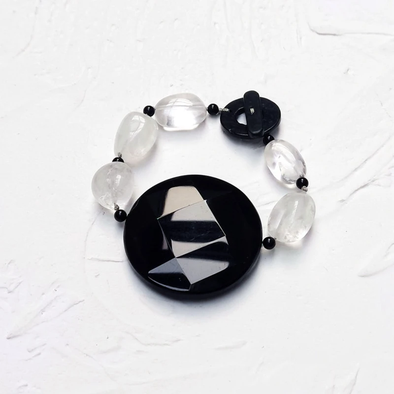Lii Ji Black and White Bracelet Women Jewelry Gift Stock Sale Onyx Crystal Quartz Ceramics