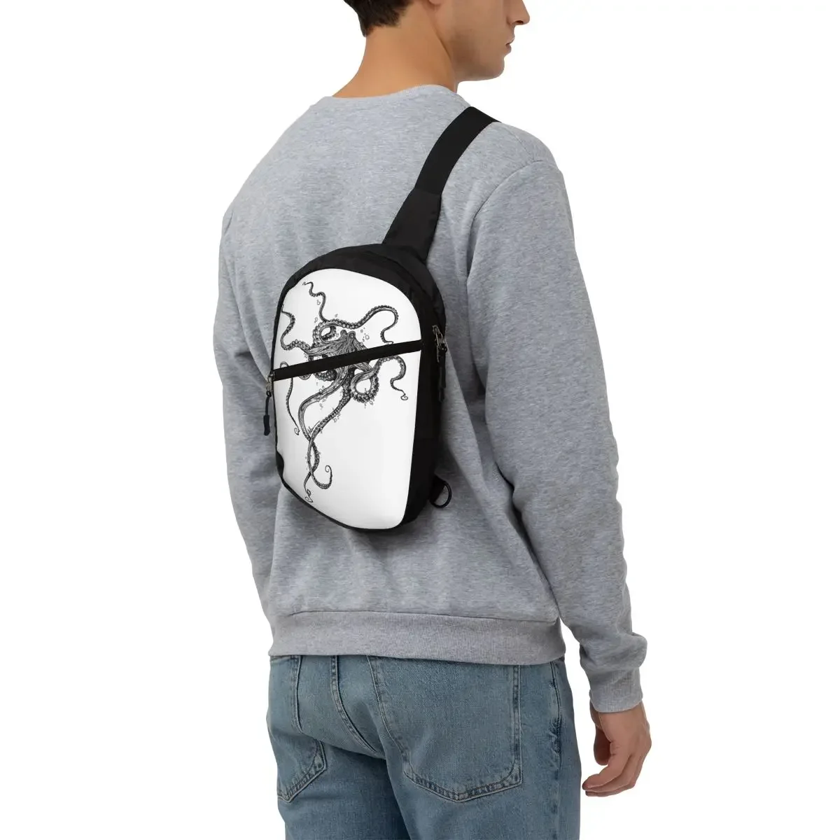Bolso de pecho de pulpo para hombre, bandolera, mochila, bolso de pecho, mochila de viaje para senderismo, bolso de hombro