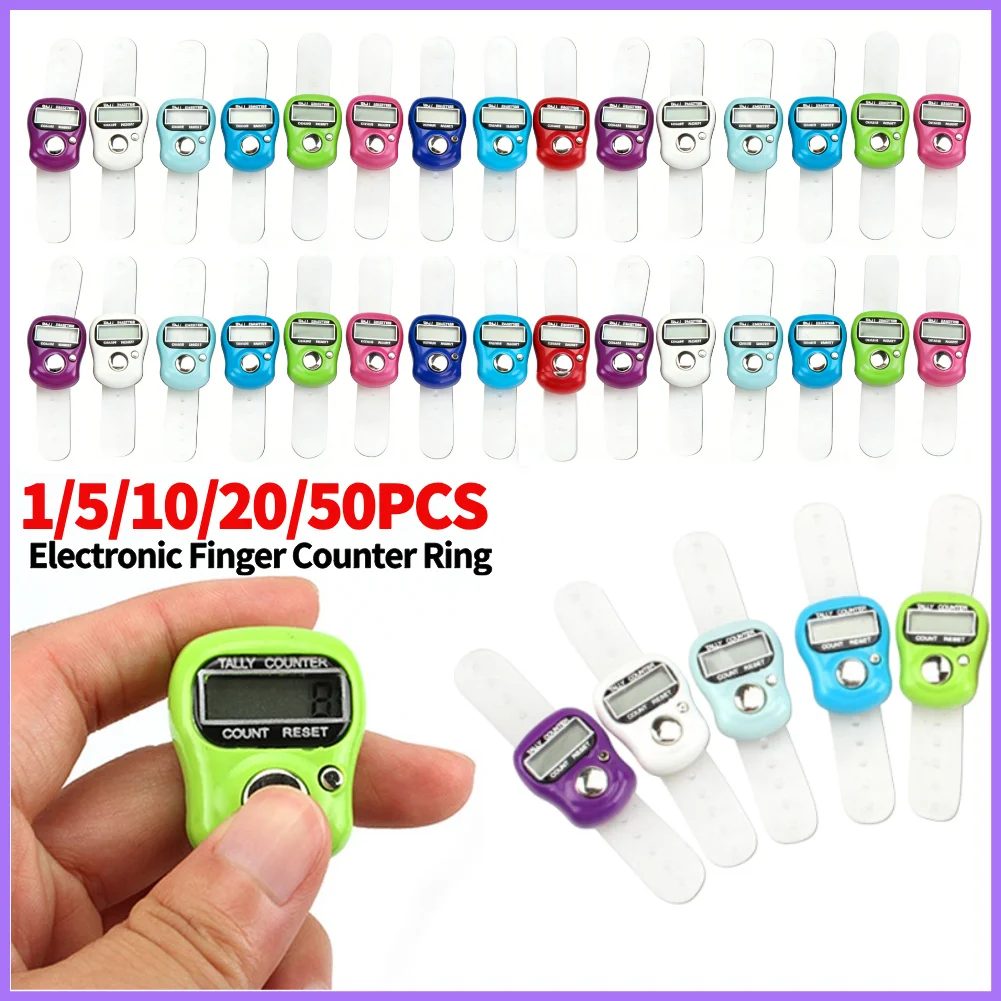 1/5/10/20/50PCS Mini Electronic Finger Counter Hand Counter Ring Clicker Digital Counters Knitting Row Counter Race Counter