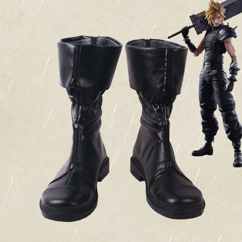 

Final Fantasy VII FF7 Remake Cloud Strife Косплей Костюм Обувь Черные ботинки ручной работы из искусственной кожи