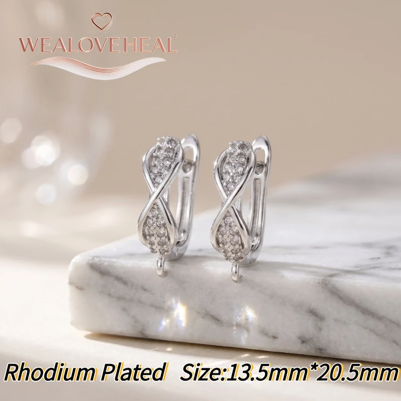 schmuckherstellung zubehör，Luxuriöse geometrische Pavé-CZ-Ohrringhaken, 18K vergoldete Messing-Kristall-Ohrringkomponenten für DIY-Schmuckherstellung – Detail 27