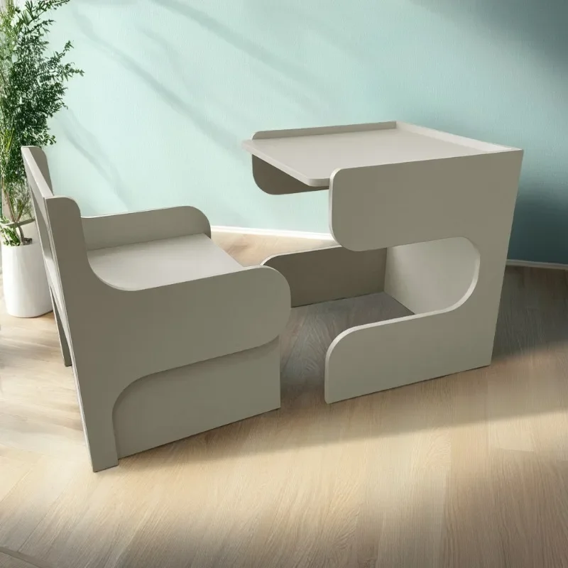 Multifunctional Solid Wood Kids Desk and Chair Set Baby Game and Learning Table Study Station for Children Room Furniture - view 6