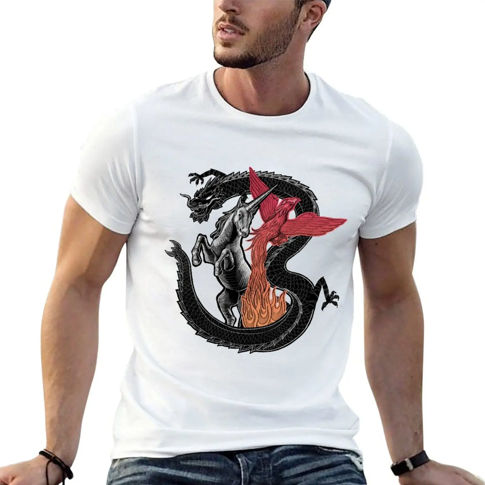 

Animals luxury Dragon for Unicorn, man cotton Phoenix t Fantastic man t T-Shirt shirts shirt