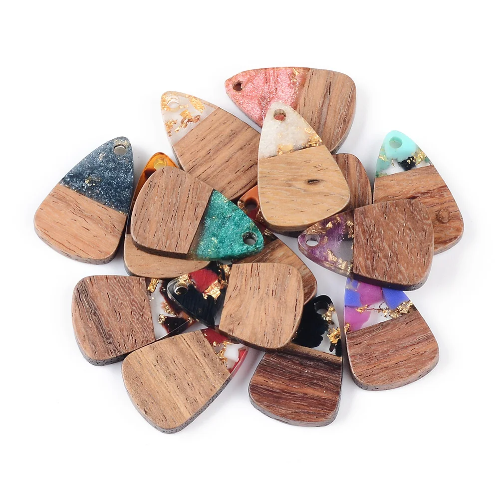 10 pieces of jewelry/pendants/natural wood and resin/earring pendants/handmade/DIY production wholesale