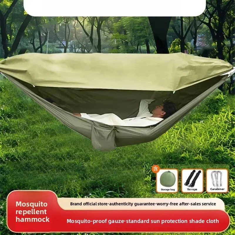 Mesh Hammock With  Mosquito Net Roll Over Design For Adults Kids Outdoor Camping Swing Cradle