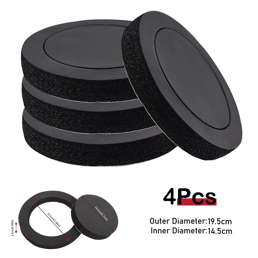 4Pcs Car Speaker Rings 4/5/6.5 Inch Cotton Bass Trim Enhance Sound Audio Performance Auto Door Vibration Reduction Accessories