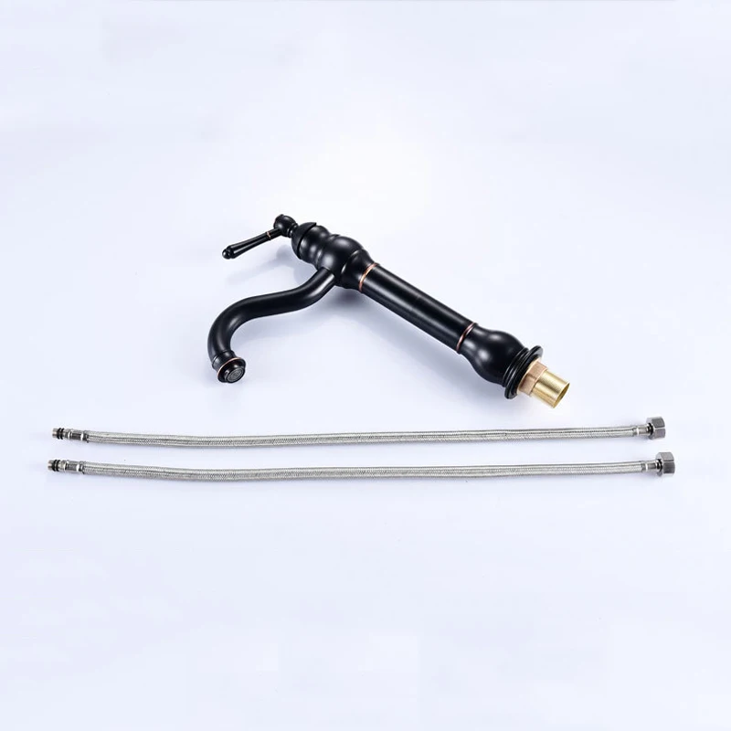 Antique Brass Basin Faucet Vessel Sink Faucet Deck Mounted Cold Hot Water Mixer Tap Bathroom Faucet Single Hole Taps 4 Colors