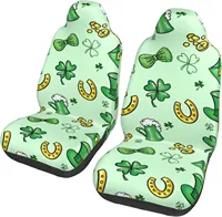 St. Patrick's Day Universal Fit Auto Front Seat Covers 2 PCS Set Durable Non-Slip Breathable Car Seat Protector for Most Cars