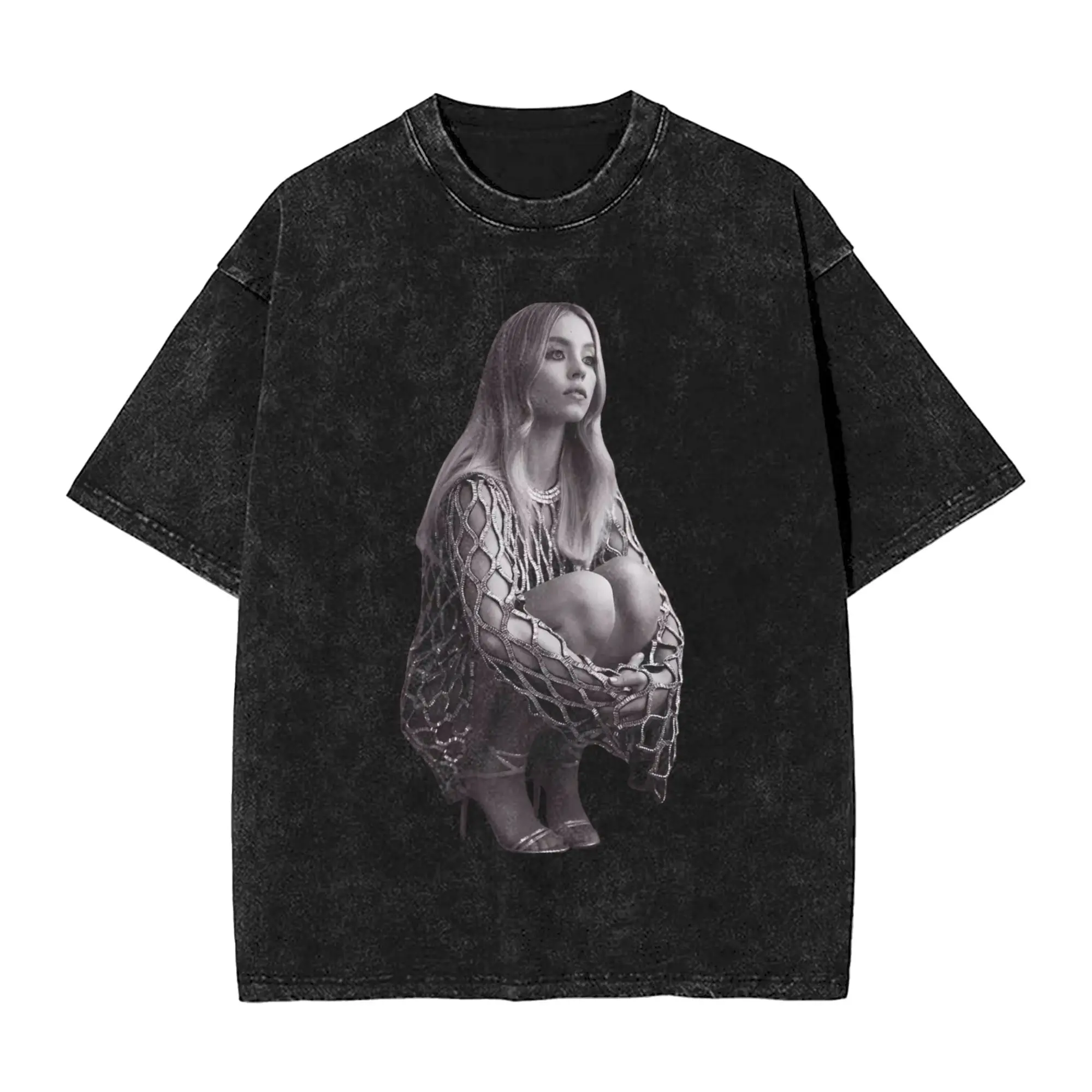 سيدني سويني الممثلة الأمريكية تي شيرت الرجال 100% القطن الجدة تي شيرت س الرقبة تيز ملابس قصيرة الأكمام الطباعة