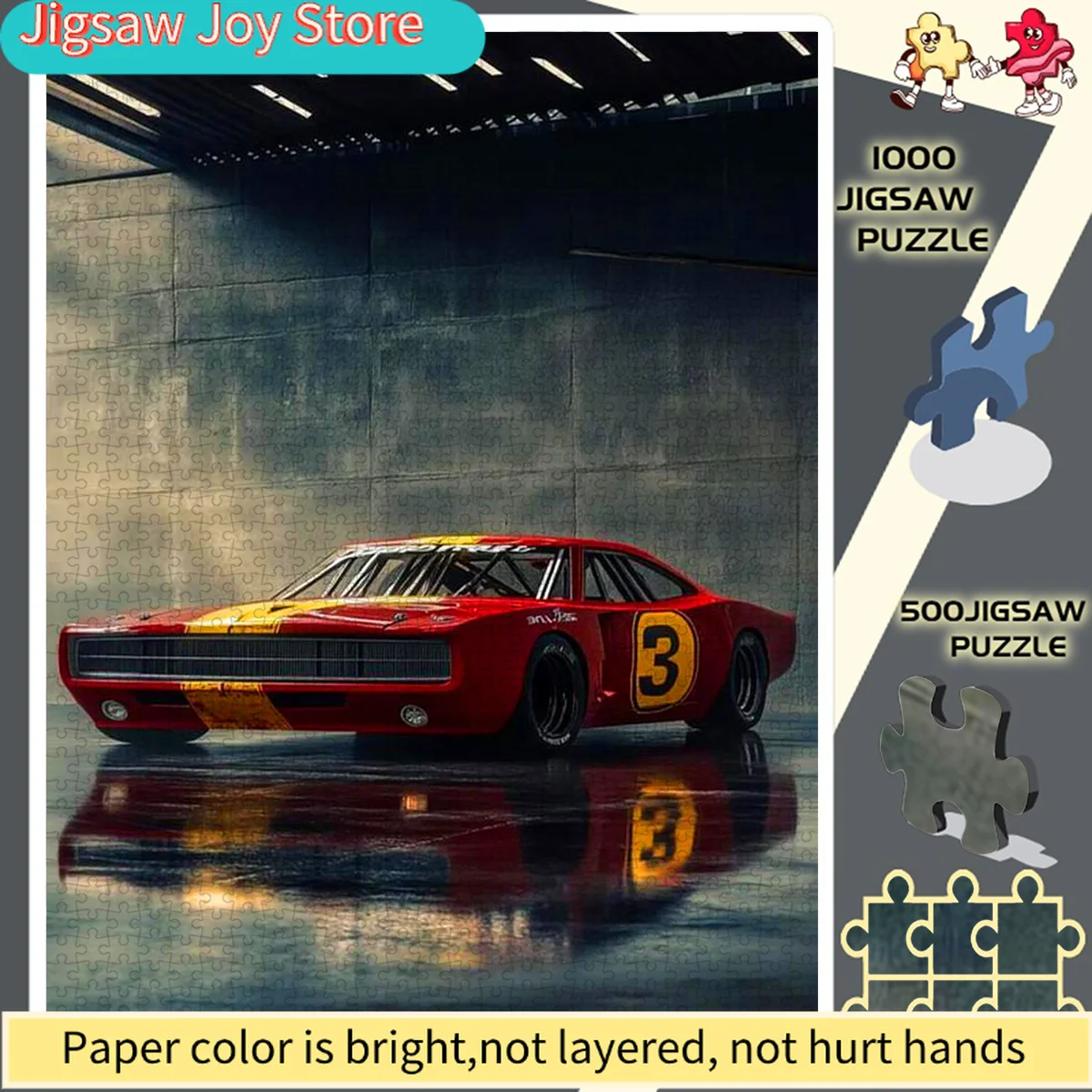 

500pcs/1000pcs Red Race Vintage Classic Garage Photo Frameless DIY Puzzle - Perfect for Puzzle Enthusiasts - Paper Puzzle - E