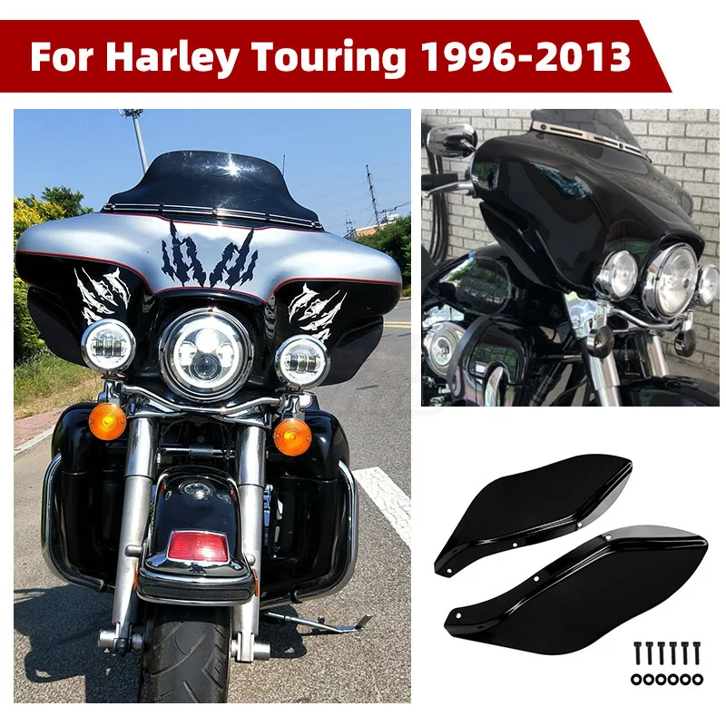 Motorcycle Black Fairing Air Deflector Side Wing Deflector Windshield For Harley Touring Electra Glide Street Tri Glide 96-13