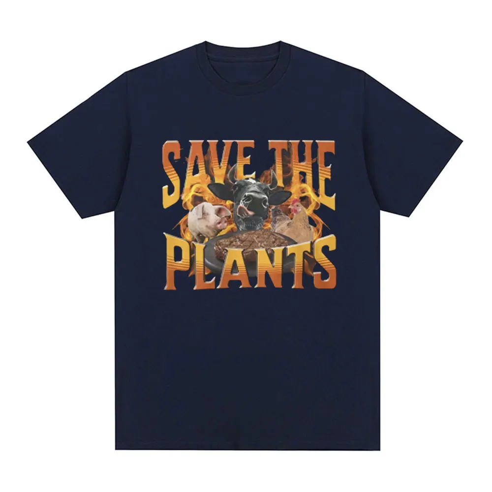 Save The Plants Funny Meme Graphic T-Shirt Men Women Fashion Vintage Short Sleeve T-shirts 100% Cotton Casual Oversized T Shirts