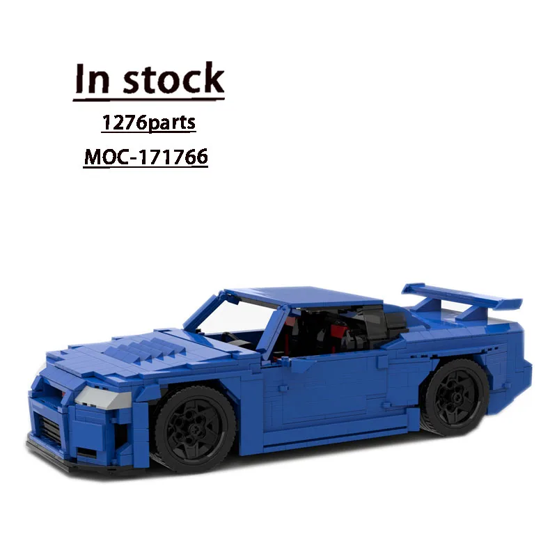 

MOC-171766 Blue New GTR R34 Supercar Racing Building Block Model1276PartsMOC Creative Boy Kids Birthday Building Blocks Toy Gift
