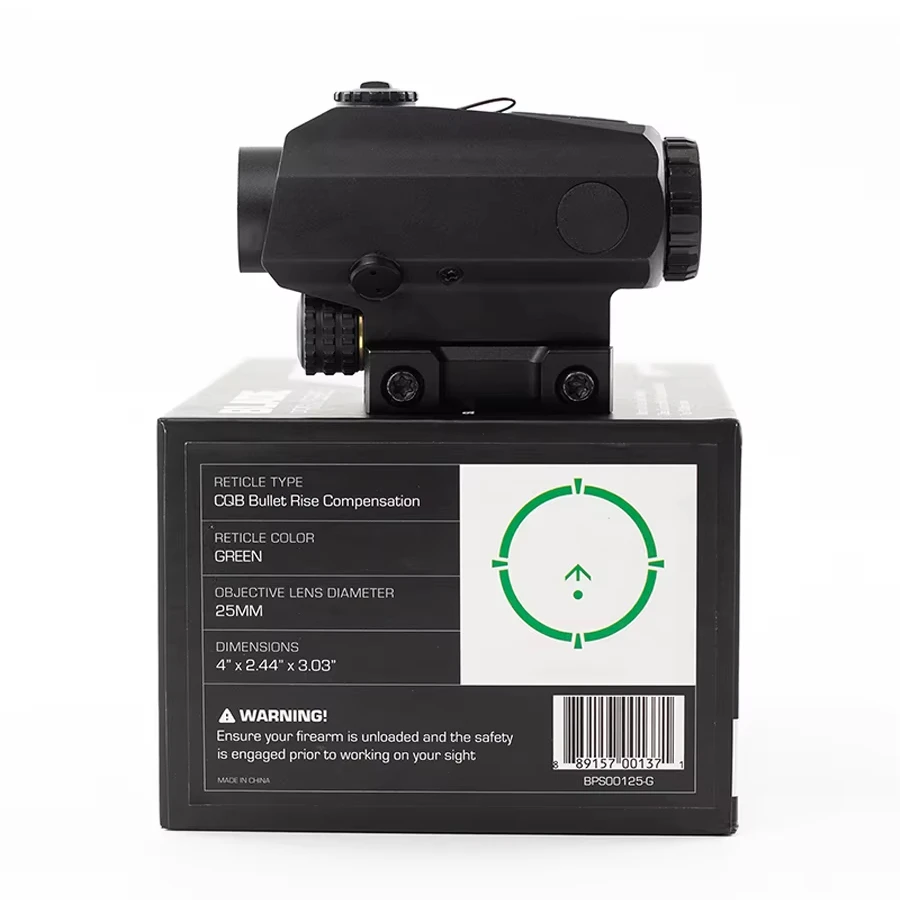 

Tactical Blade Prism Scope 1X25 Bullet Rise Compensating Reticle Compensates for Optic Height Over Bore IR BRC Reticle