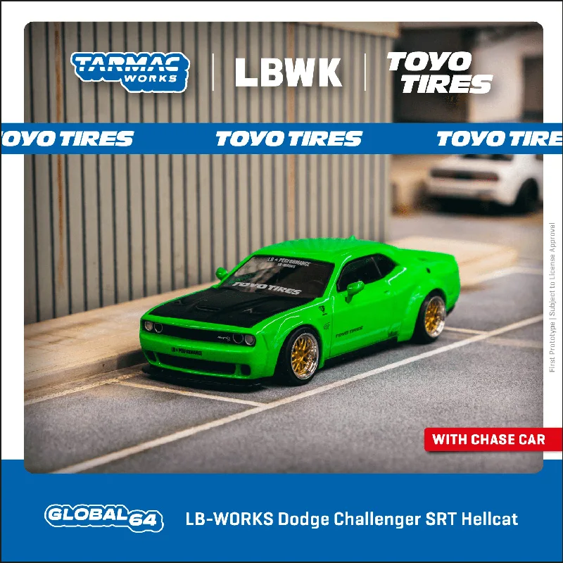 Tarmac Works TW 1/64 Dodge Challenger Widebody LBWK SRT Die-cast Alloy Car Model Collection Display Gift