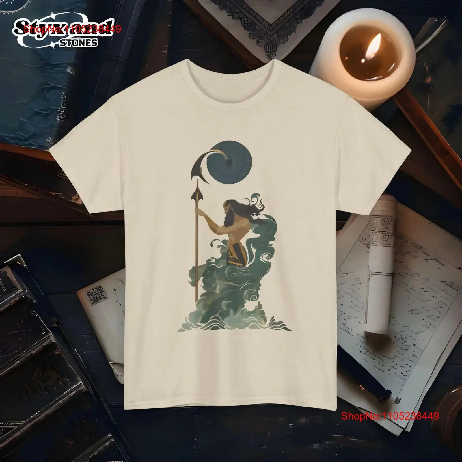 Poseidon God of the Sea Greek Mythology Ocean Fantasy T Shirt Trident Nautical Themed Mount Olympus Dark Academia vintage