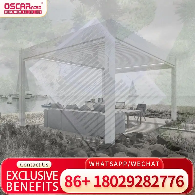 

Wall Mounted with Blind for Outdoor Canopy Bioclimatic Structure Shade Pavilion Garden Patio Balcony Pergola