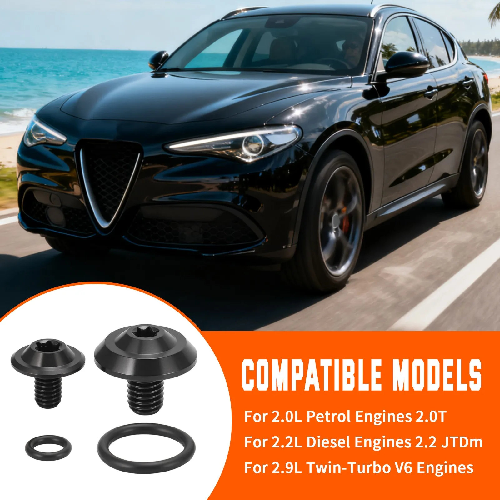 Brand New Titanium Coolant Bleeder Screw Kit For Alfa Romeo Giulia Stelvio  2.2 JTDm And 2.0T Engines With O-Rings