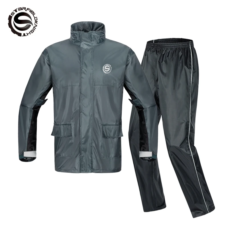 Star Field Knight traje de montar en motocicleta gris, ropa de equipo para clima lluvioso, conjunto impermeable de tipo dividido para hombres y mujeres