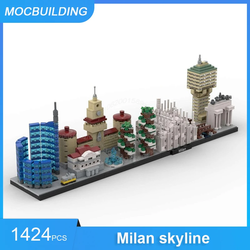 MOC Bouwstenen Milan Skyline Model DIY Monteren Bakstenen Architectuur Display Stad Uitzicht Collectie Kerst Speelgoed Geschenken 1424PCS