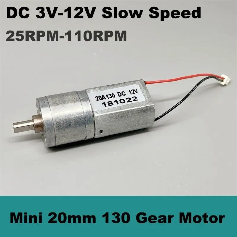 DC 6V-12V Slow Speed Micro 20mm Gear Motor Dual Flat Shaft Mini 130 Metal Gearbox Gear Motor Large Torque Robot Electric Lock