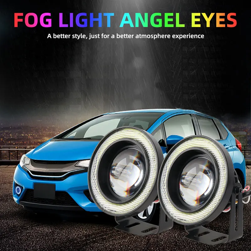 rgb angel eye fog light 3inch 3.5inch car Headlamps Daytime running lamp Туманный фонарь rgb led car bulb fog lamp accessories