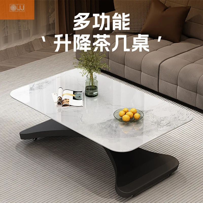 

Italian rock slab lift coffee table dual-purpose movable dining table coffee table household small apartment multi-functional
