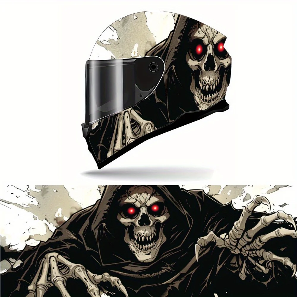 

Красноглазый Жнец смерти представли его когти с принтом, полная наклейка на шлем, мотоциклетный шлем, гоночная графическая наклейка, виниловая пленка для шлема