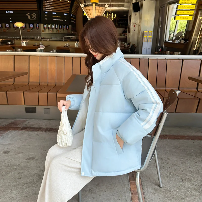 

Высокое качество, зимний модный брендовый хлопковый халат 2025, свободный и универсальный базовый стиль, простой теплый универсальный женский хлопковый халат