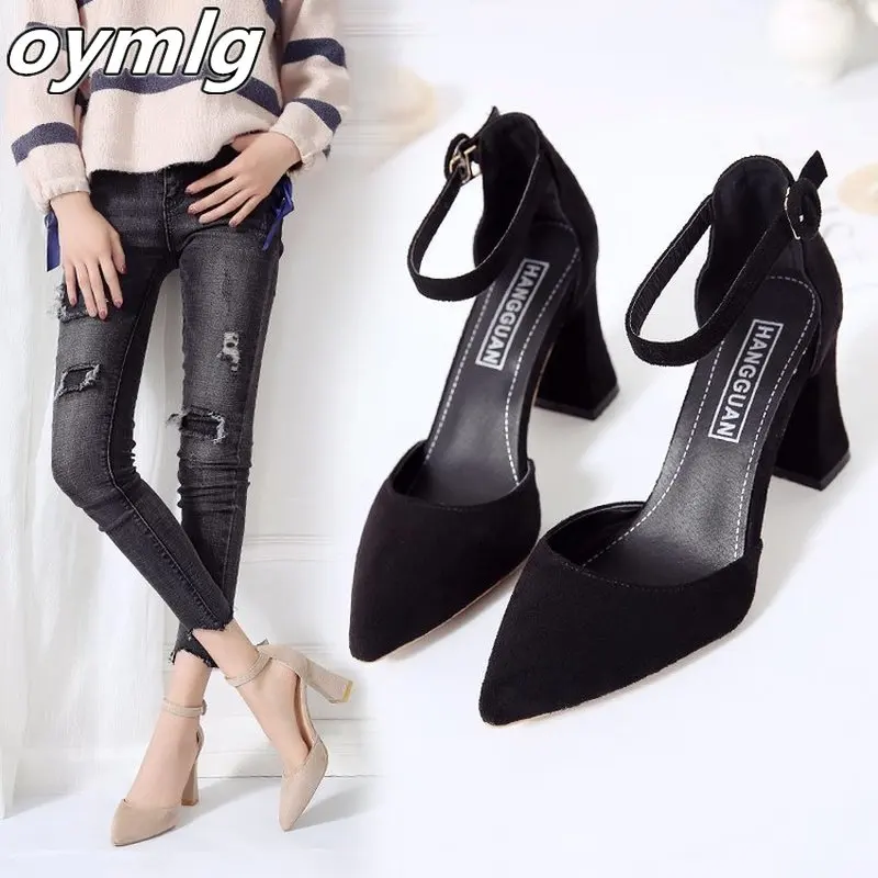 Spring summer new 2020 fine with single shoes shallow mouth ladies pointed sandals women fashion comfortable high heels