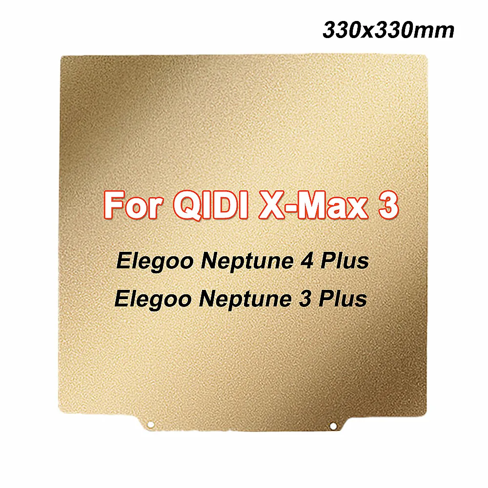 

330x330mm PEI Sheet Flexible Spring Steel Sheet for QIDI X-Max 3, Elegoo Neptune 4/3 Plus Build Plate Double Sided Printing Bed