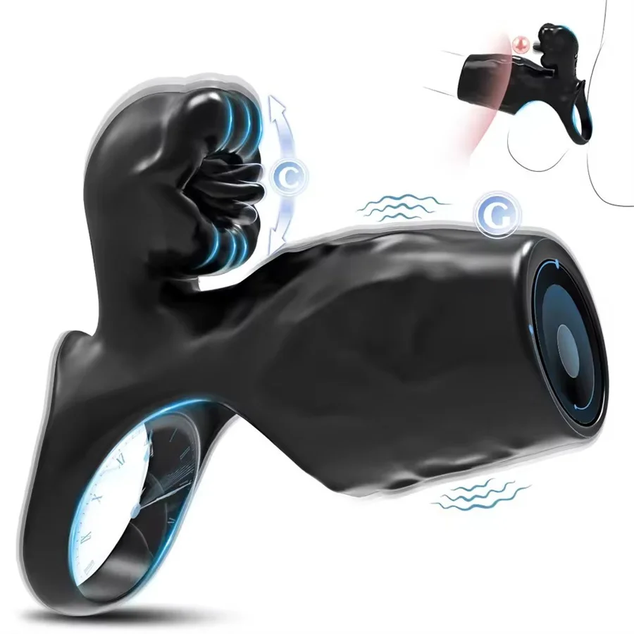 Penis Sleeve Vibrator Tongue Licking Vibrator Penis Extender Cock Ring Testicles G Spot Stimulation Sex Toys For Men Women