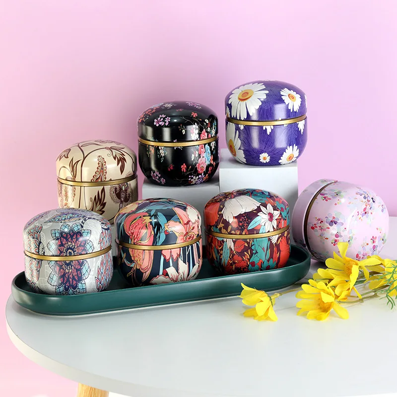 Tea Canister Jar Leaves Compact Storage Balms Seal Gifts Containers for Food Organizer Tea,Snack Herb Cosmetic with Seal Lid