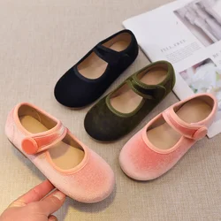 Nuovo 2024 autunno bambini scarpe da principessa ballerine da ragazza moda stile conciso velluto poco profondo elegante tutto-fiammifero bambini appartamenti