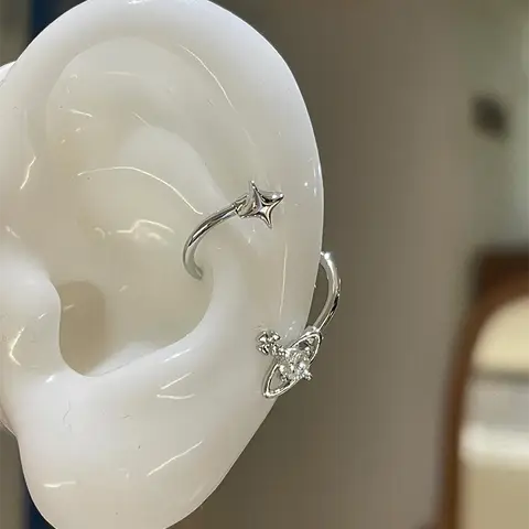 1PCS Star Surround Planet Spiral 316L Stainless Steel Ear Bone Nail for Women Silver Color Earrings Accessories