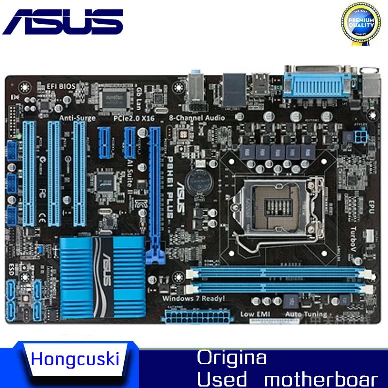 For Asus P8H61 PLUS LGA1155 Desktop Motherboard H61 Socket LGA 1155 i3 i5 i7 DDR3 ATX UEFI BIOS Original Used Mainboard On Sale