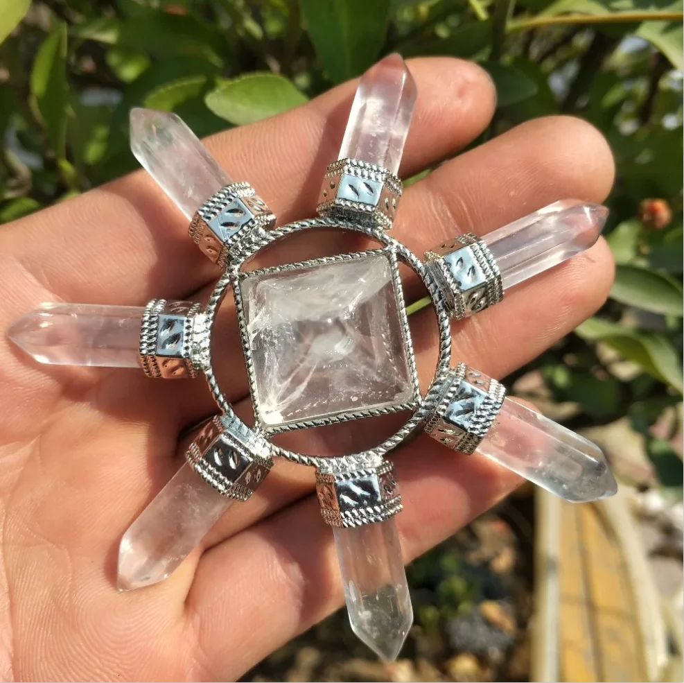 برج طاقة كريستال شفاف أبيض طبيعي جميل ، شفاء ريكي #4