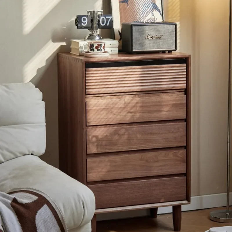 

North American black walnut chest of drawers, living room side cabinet all solid wood, simple modern bedroom
