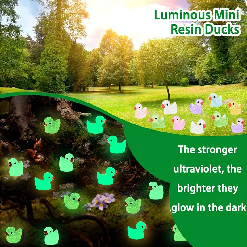10/20pcs Luminous Mini Ducks Moss Micro Landscape Accessories Glow In Dark Ducks Figurines Fairy Garden Home DIY Decoration Gift