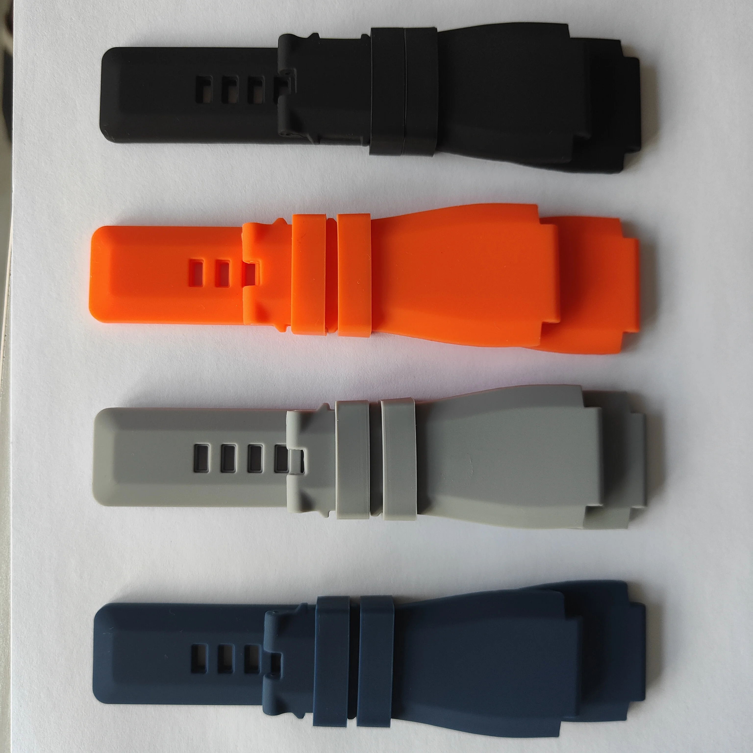 24x35mm Waterproof Rubber Watch Strap for Bell &Ross BR-01 BR-03 Series Convex Mouth Pin Buckle Watch Band Replacement Bracelet