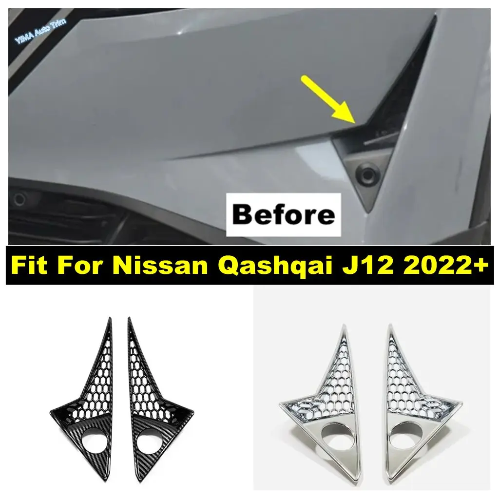 

For Nissan Qashqai J12 2022 2023 Shiny / Carbon Fiber Car Front Fog Lamp Eyebrow Below Grille Strip Cover Trim ABS Accessories