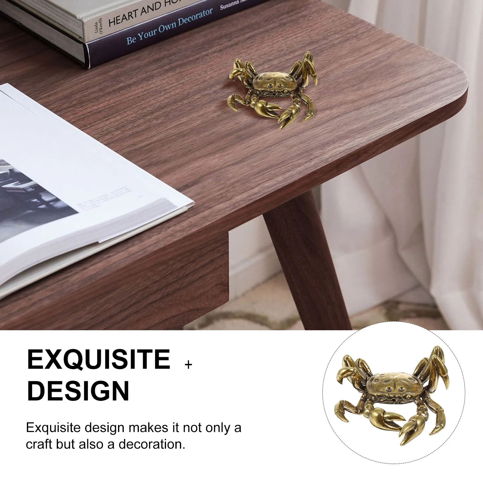 

Brass Crab Statue Home nament Desk Sculpture Metal Office Adornment Decorative Item Unique Design Exquisite Craft Table Display