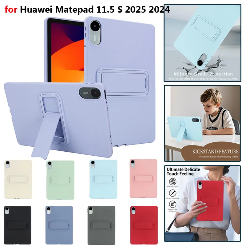 

Чехол для планшета Huawei Matepad 11,5 дюймов S 2025 2024 TGR-W0 11,5 2025 BTKR-W00 SE 11 дюймов, силиконовый гелевый чехол из ТПУ с противоударной подставкой