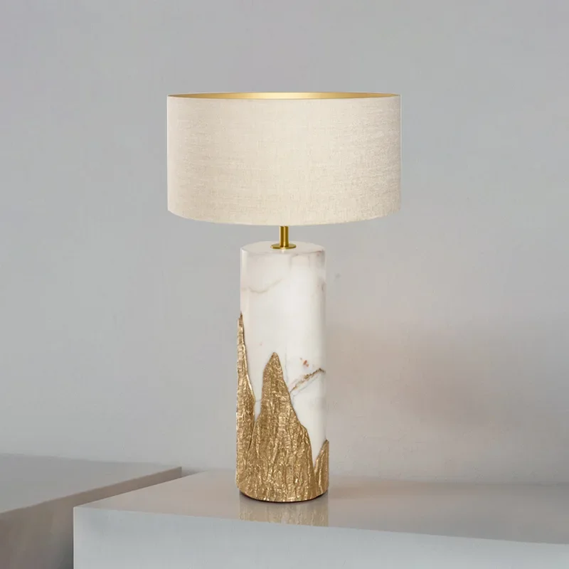 High-grade marble pure copper table lamp Nordic art designer hotel room living room decorative table