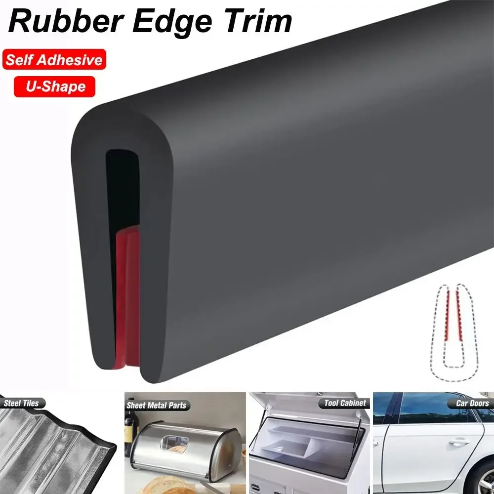 3 Meters Self Adhesive Rubber Edge Trim Edge Protector for Sheet Metal EPDM Material Black U-Shape Edge Trim