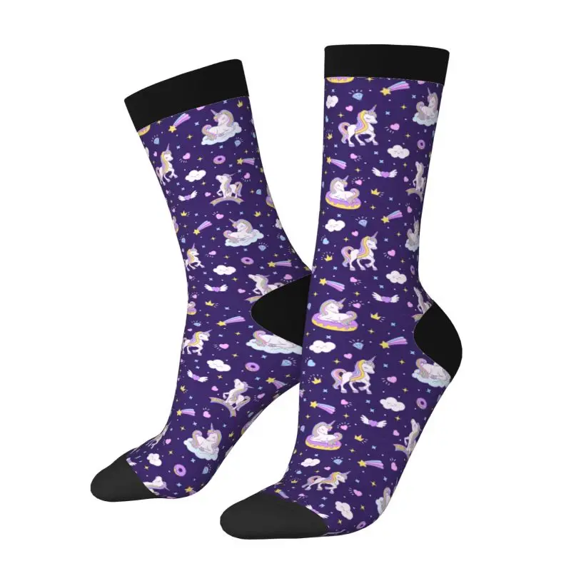 Cute Cartoon Unicorn Funny Socks Novelty Casual Crew Socks Contrast Color Design for Women Men Gift