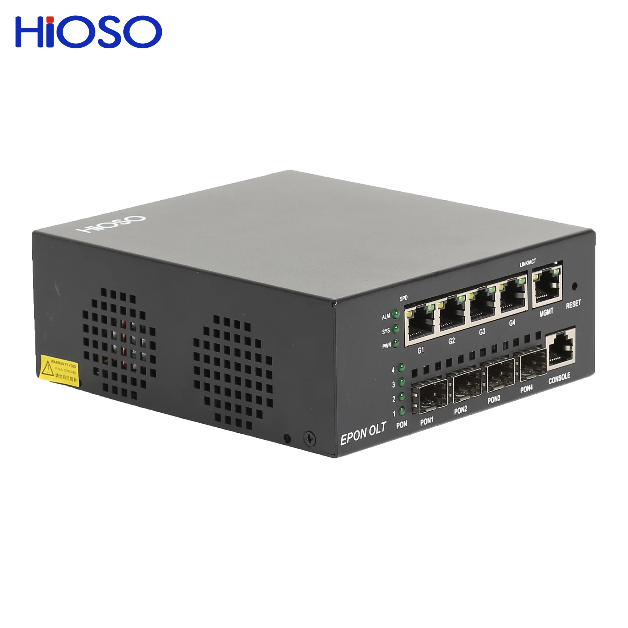 HIOSO MINI 4PON EPON OLT without pon modules DC12V compatible HUAWEI ZTE ONU