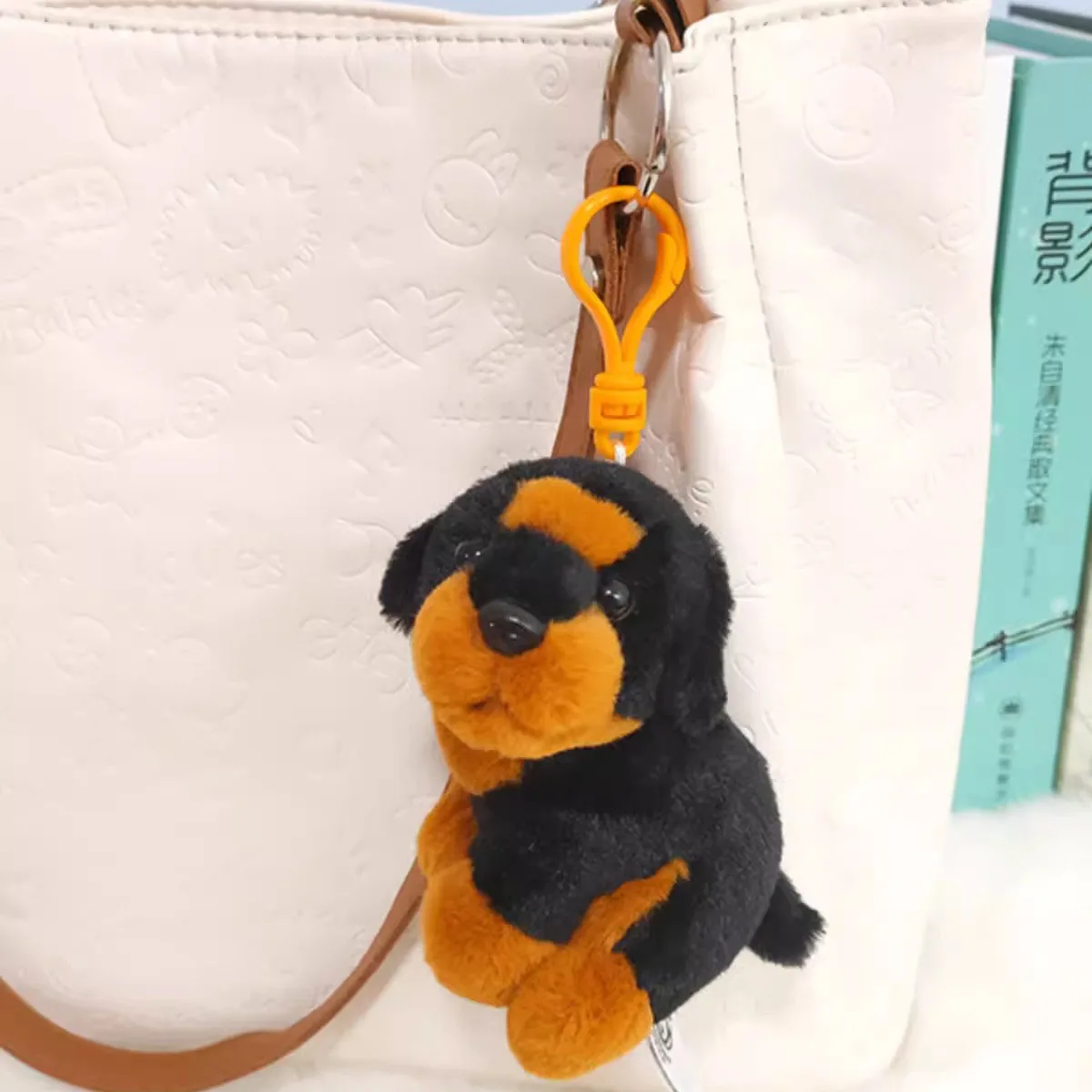 Dog Beagle Rottweiler Puppy Pendant Bag Decoration Family Pet Plush Toy Stuffed Doll Cartoon Animal Key Ring Chain Boy Girl Gift